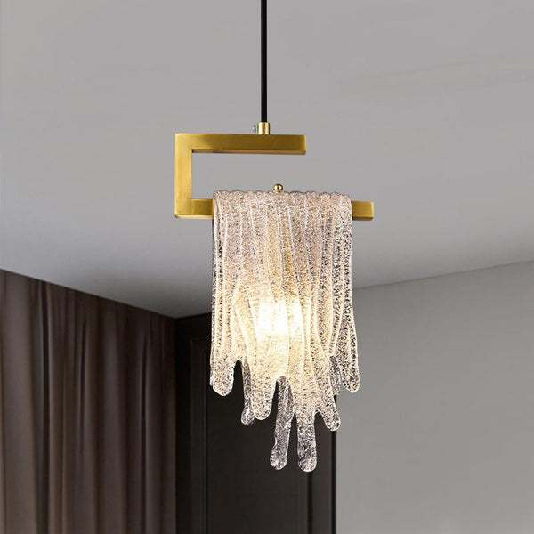 Thehouselights-1-Light Glass Gold Waterfall Pendant Lighting-Pendant--