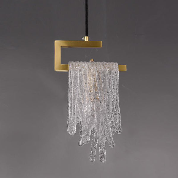 Thehouselights-1-Light Glass Gold Waterfall Pendant Lighting-Pendant--