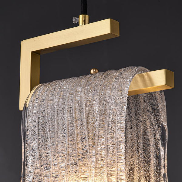 Thehouselights-1-Light Glass Gold Waterfall Pendant Lighting-Pendant--