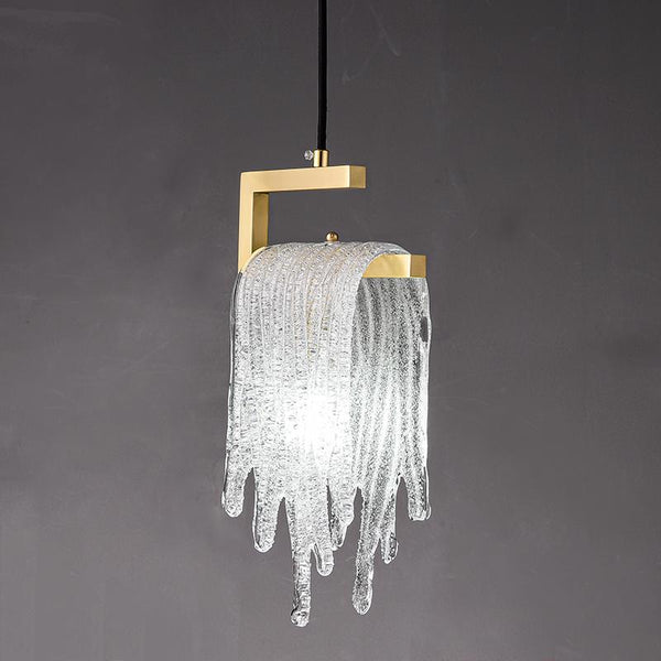 Thehouselights-1-Light Glass Gold Waterfall Pendant Lighting-Pendant--