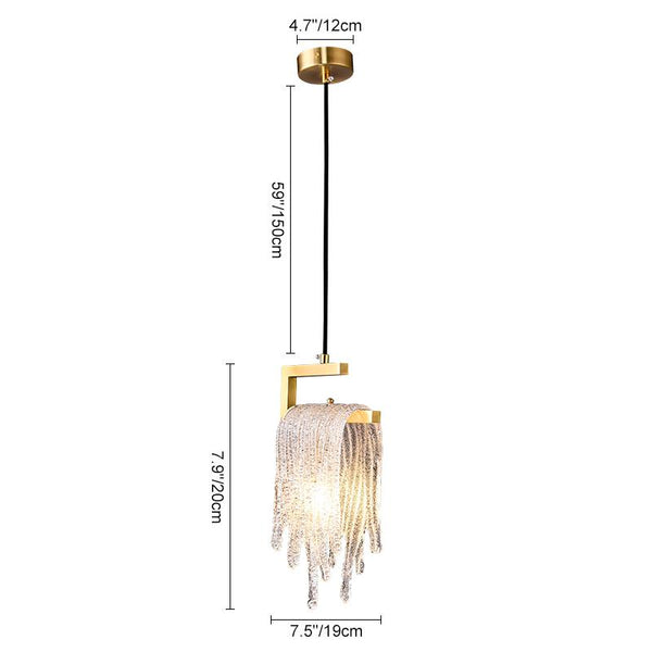 Thehouselights-1-Light Glass Gold Waterfall Pendant Lighting-Pendant--