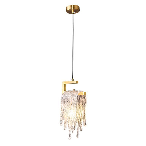 Thehouselights-1-Light Glass Gold Waterfall Pendant Lighting-Pendant--