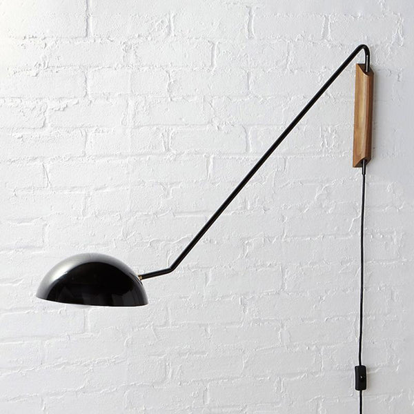 Thehouselights-1-Light Long Arm Twist Wall Light-Wall Lights-Black-
