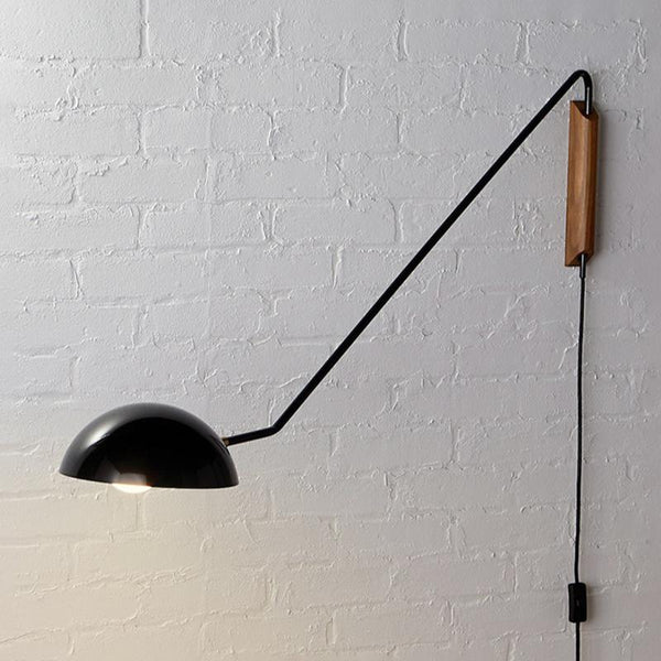 Thehouselights-1-Light Long Arm Twist Wall Light-Wall Lights-Black-