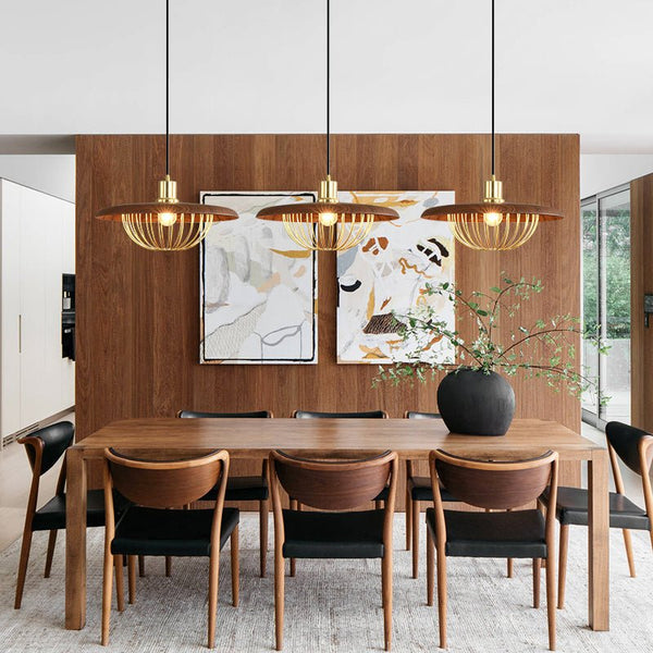 Thehouselights-1-Light Walnut Wood Dome LED Pendant Lighting-Pendant--