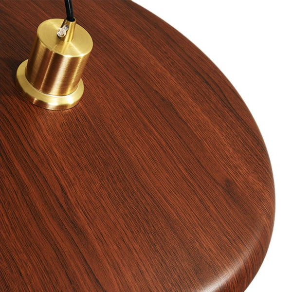 Thehouselights-1-Light Walnut Wood Dome LED Pendant Lighting-Pendant--