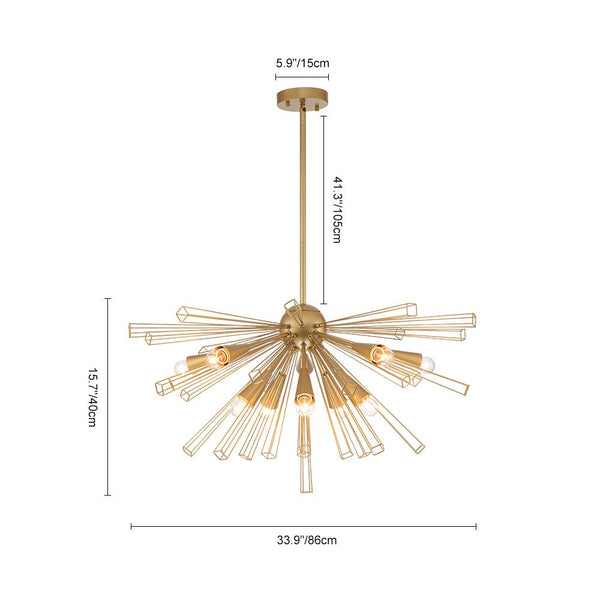 Thehouselights-10-Light Modern Sputnik Sunburst Chandelier-Chandelier-Black-