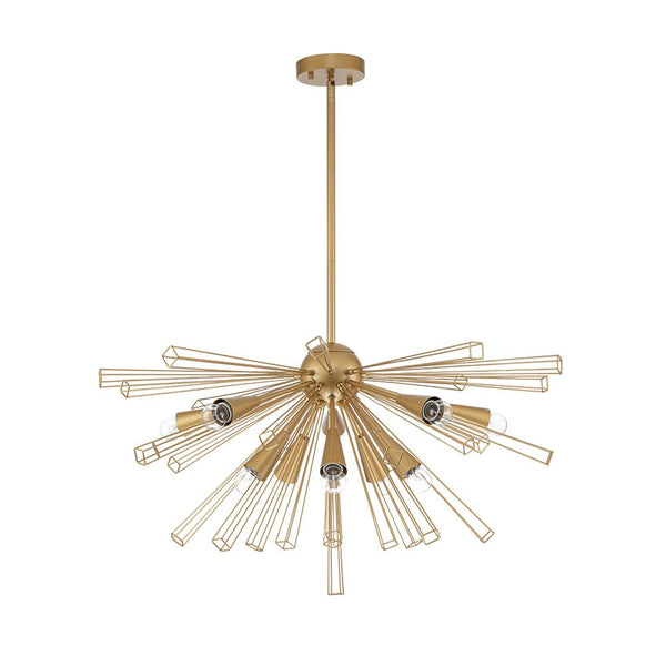 Thehouselights-10-Light Modern Sputnik Sunburst Chandelier-Chandelier-Black-