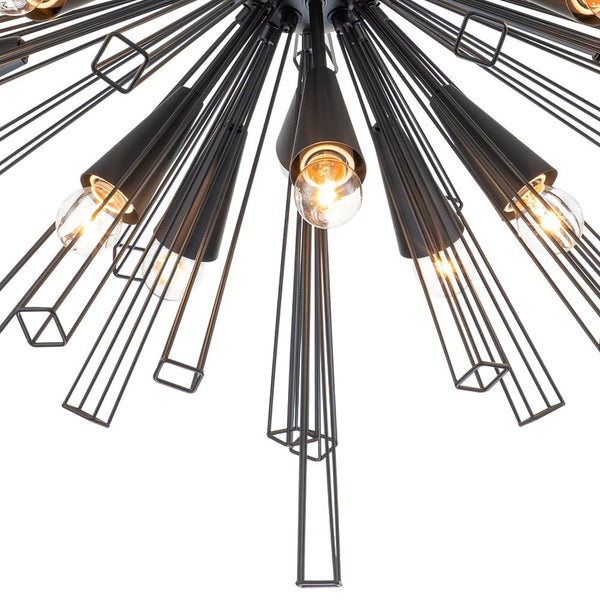 Thehouselights-10-Light Modern Sputnik Sunburst Chandelier-Chandelier-Black-