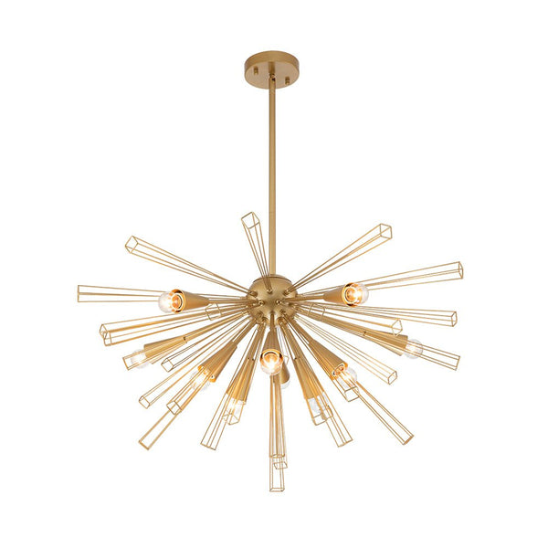Thehouselights-10-Light Modern Sputnik Sunburst Chandelier-Chandelier-Black-