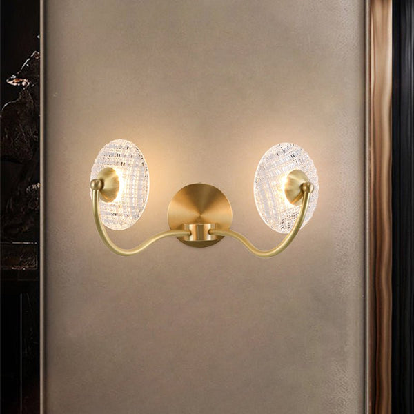 Thehouselights-1/2 Light Curving Brass Wall Sconce-Wall Lights-2-Light-