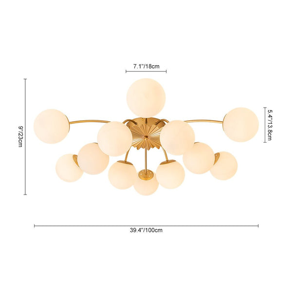 Thehouselights-12-Light Opal Glass Sputnik Semi Flush Chandelier-Chandelier--