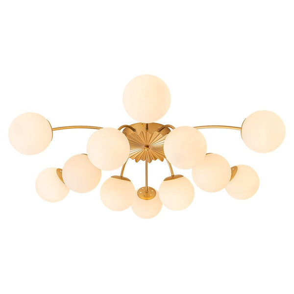 Thehouselights-12-Light Opal Glass Sputnik Semi Flush Chandelier-Chandelier--