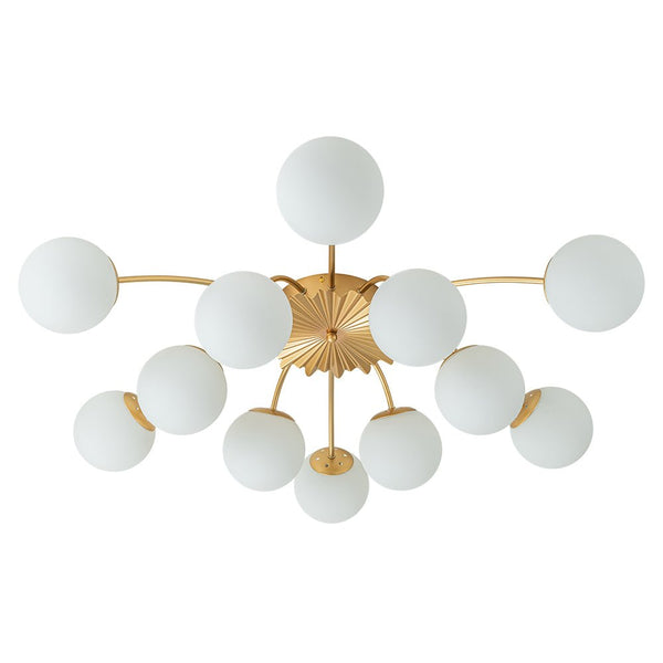 Thehouselights-12-Light Opal Glass Sputnik Semi Flush Chandelier-Chandelier--