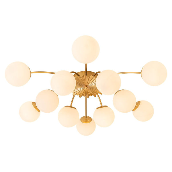 Thehouselights-12-Light Opal Glass Sputnik Semi Flush Chandelier-Chandelier--