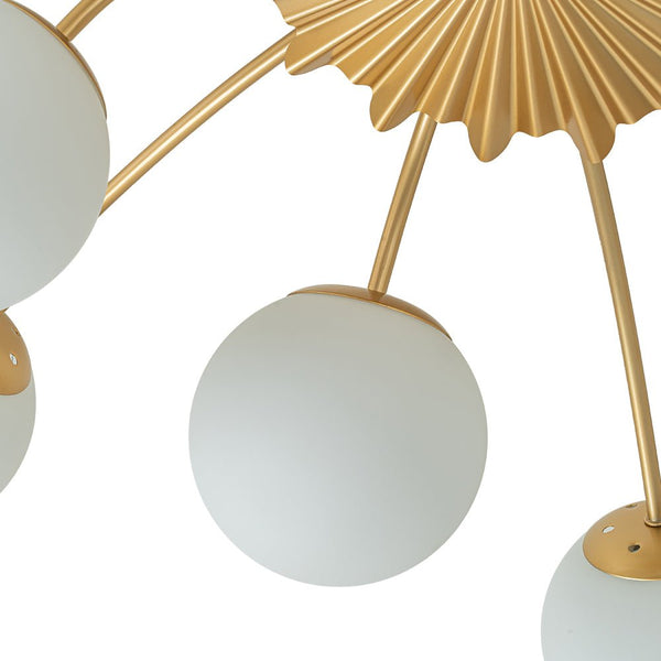 Thehouselights-12-Light Opal Glass Sputnik Semi Flush Chandelier-Chandelier--
