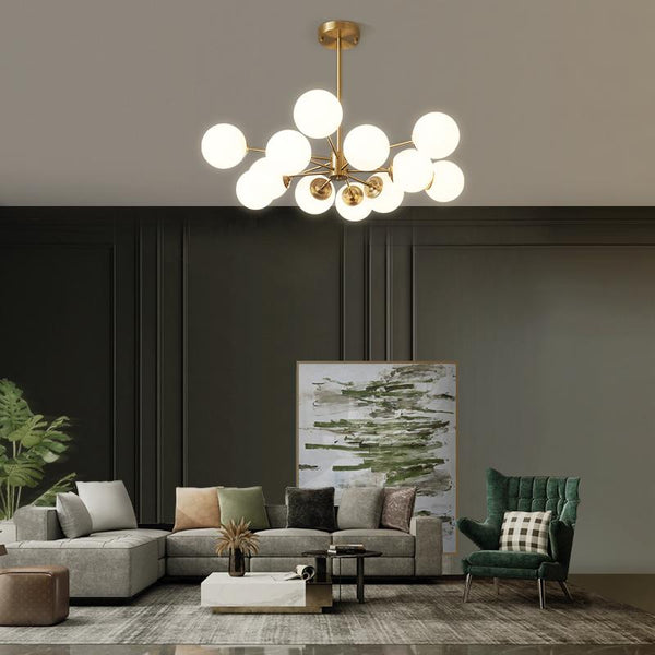 Thehouselights-12-Light Two-tier Sputnik Opal Globe Chandelier-Chandelier--