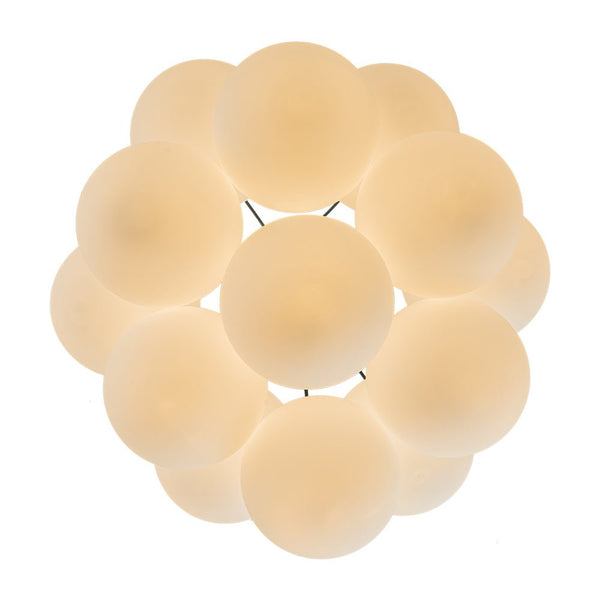 Thehouselights-13-Light Cluster Opal Glass Bubble Chandelier-Chandelier-Brass-