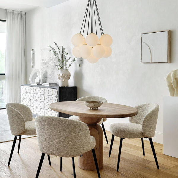 Thehouselights-13-Light Cluster Opal Glass Bubble Chandelier-Chandelier-Brass-