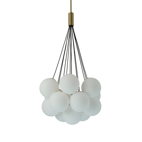 Thehouselights-13-Light Cluster Opal Glass Bubble Chandelier-Chandelier-Brass-