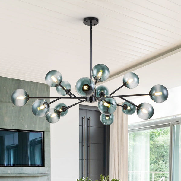 Thehouselights-15-Light Blue Branch Sputnik Chandelier-Chandelier-Black-