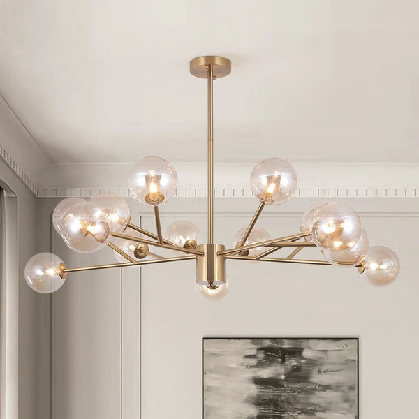 Thehouselights-15-Light Bubble Modern Linear Chandelier-Chandelier-Brass-