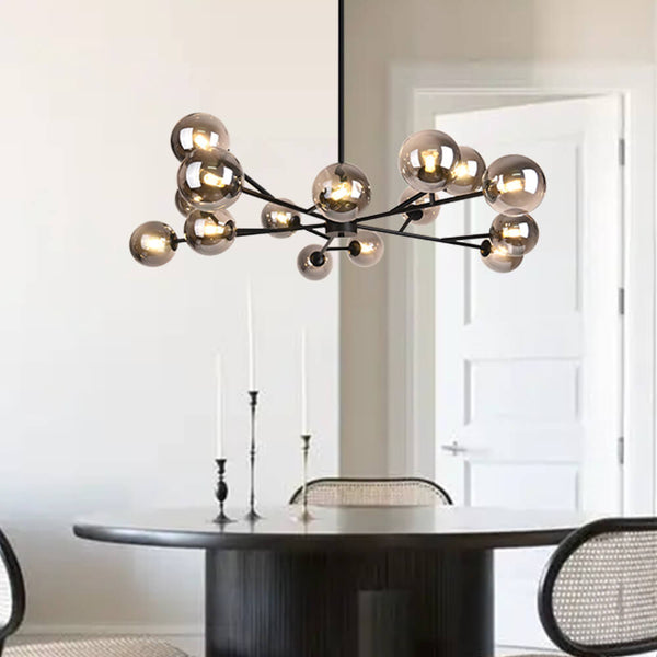 Thehouselights-15-Light Sputnik Modern Sphere Chandelier-Chandelier-Black-