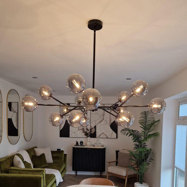 Thehouselights-15-Light Sputnik Modern Sphere Chandelier-Chandelier-Brass-