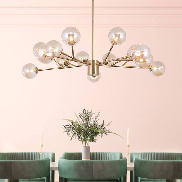 Thehouselights-15-Light Sputnik Modern Sphere Chandelier-Chandelier-Brass-