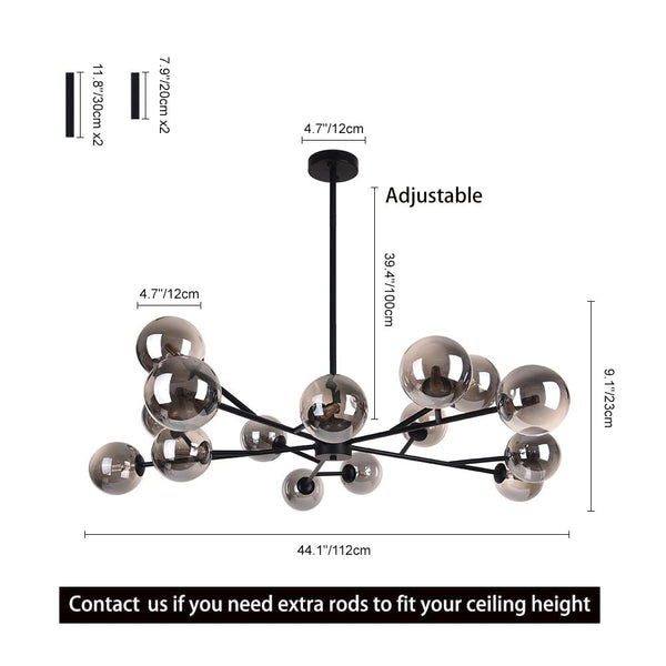 Thehouselights-15-Light Sputnik Modern Sphere Chandelier-Chandelier-Brass-