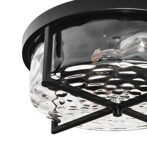 Thehouselights-2-Light Flush Mount Ceiling Light in Seeded Glass Shade-Flush Mount--