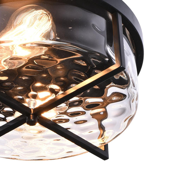 Thehouselights-2-Light Flush Mount Ceiling Light in Seeded Glass Shade-Flush Mount--