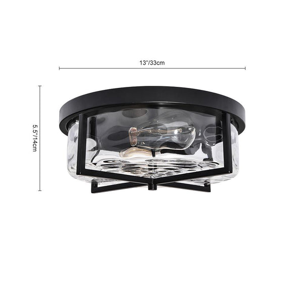 Thehouselights-2-Light Flush Mount Ceiling Light in Seeded Glass Shade-Flush Mount--