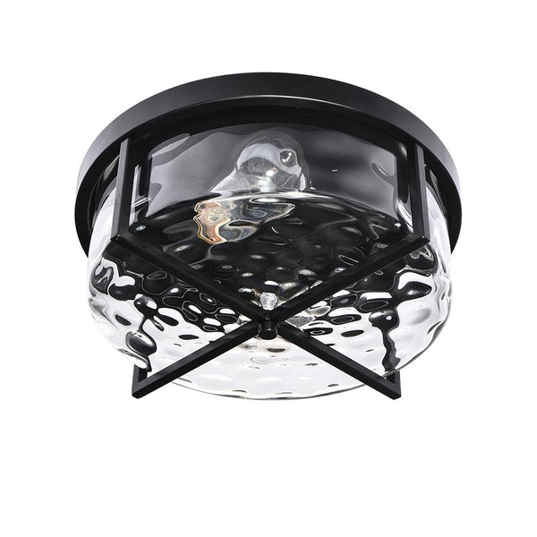 Thehouselights-2-Light Flush Mount Ceiling Light in Seeded Glass Shade-Flush Mount--