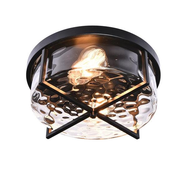 Thehouselights-2-Light Flush Mount Ceiling Light in Seeded Glass Shade-Flush Mount--