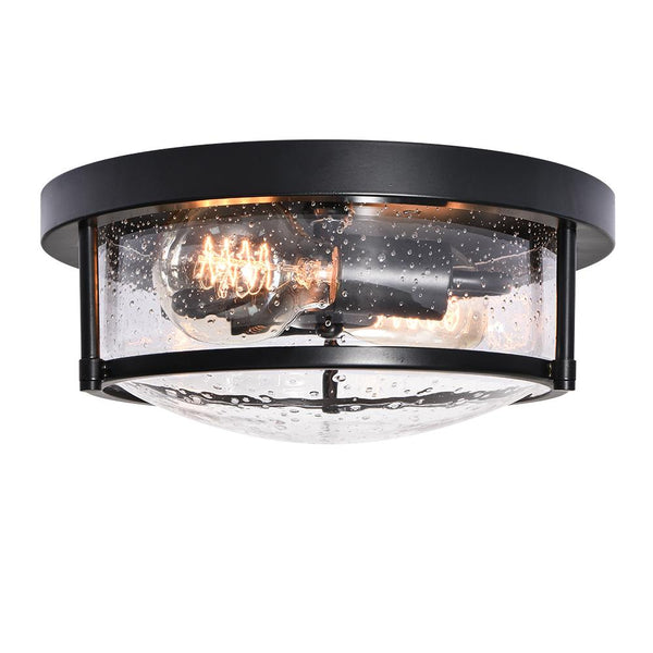 Thehouselights-2-Light Flush Mount with Water-Drop Glass Shade-Flush Mount--
