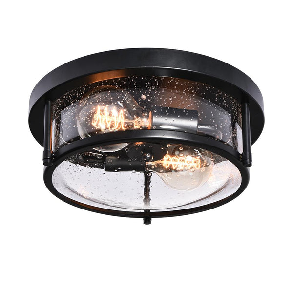 Thehouselights-2-Light Flush Mount with Water-Drop Glass Shade-Flush Mount--
