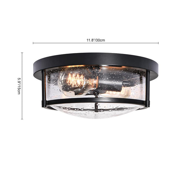 Thehouselights-2-Light Flush Mount with Water-Drop Glass Shade-Flush Mount--