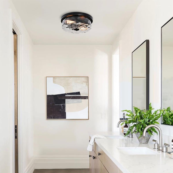 Thehouselights-2 Light Seeded Glass Semi Flush Mount-Flush Mount--
