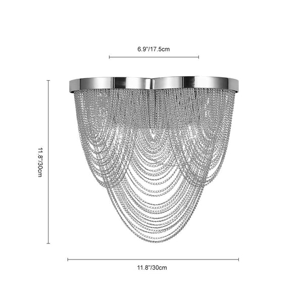 Thehouselights-2-Light Silver Tassel Wall Sconce in Chrome-Wall Lights--
