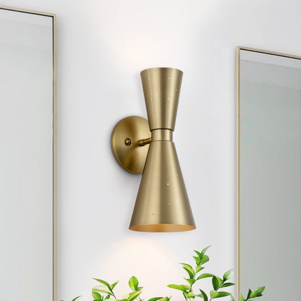 Thehouselights-2-Light Starry Hourglass Wall Sconce-Wall Lights-Brass-