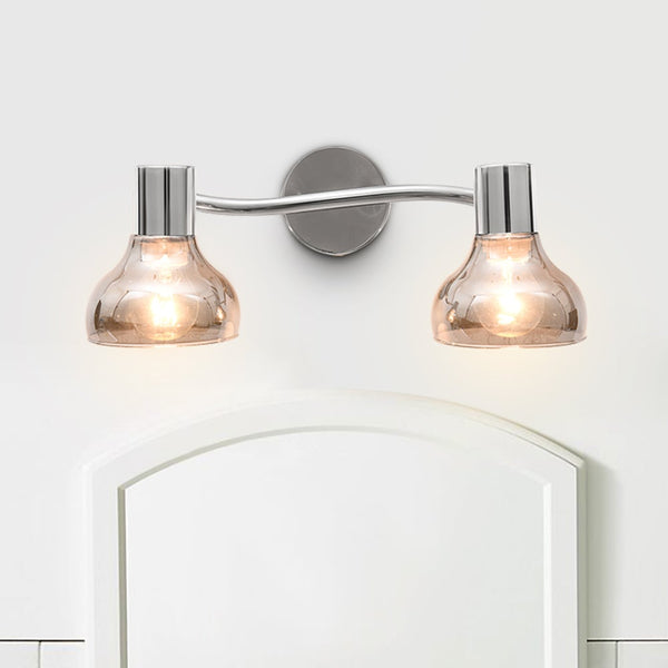 Thehouselights-2/4 Light Curved Wall Sconces Bowl Flush Mount Ceiling Light with Smoke Glass Shade-Wall Lights-2Lt-