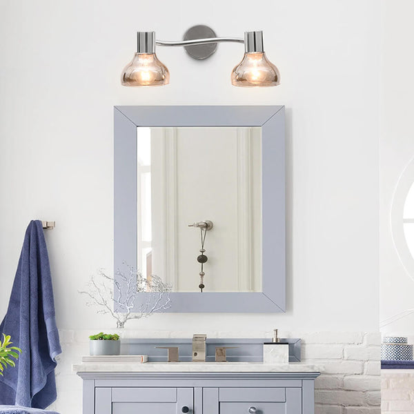 Thehouselights-2/4 Light Curved Wall Sconces Bowl Flush Mount Ceiling Light with Smoke Glass Shade-Wall Lights-2Lt-