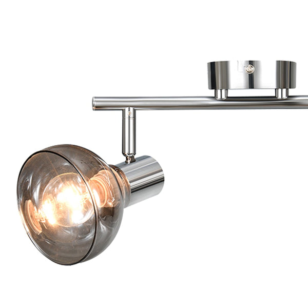 Thehouselights-2/4 Light Curved Wall Sconces Bowl Flush Mount Ceiling Light with Smoke Glass Shade-Wall Lights-4Lt-