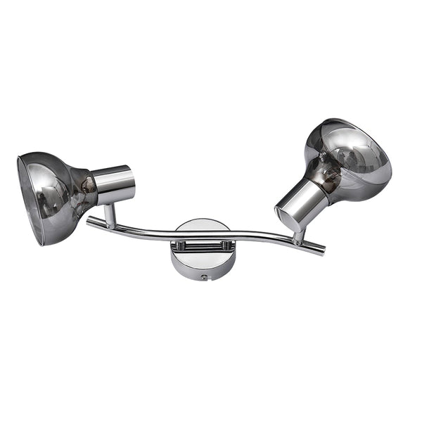 Thehouselights-2/4 Light Curved Wall Sconces Bowl Flush Mount Ceiling Light with Smoke Glass Shade-Wall Lights-4Lt-