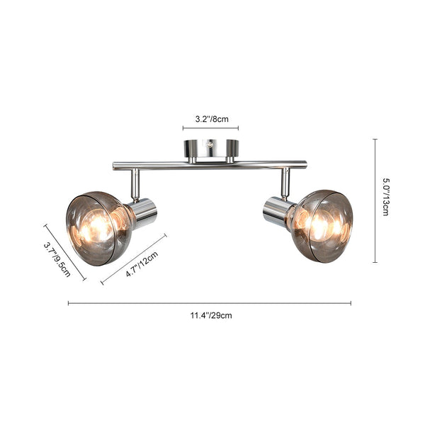 Thehouselights-2/4 Light Curved Wall Sconces Bowl Flush Mount Ceiling Light with Smoke Glass Shade-Wall Lights-4Lt-