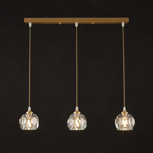 Thehouselights-3-Light Clear Crystal Shade Pendant Light-Pendant--