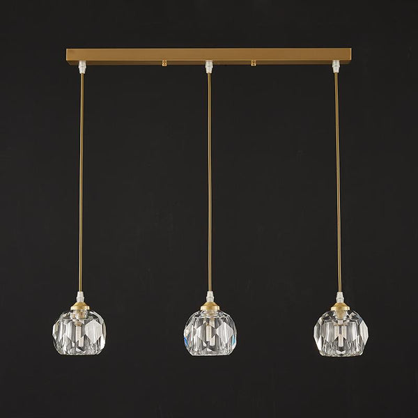 Thehouselights-3-Light Clear Crystal Shade Pendant Light-Pendant--