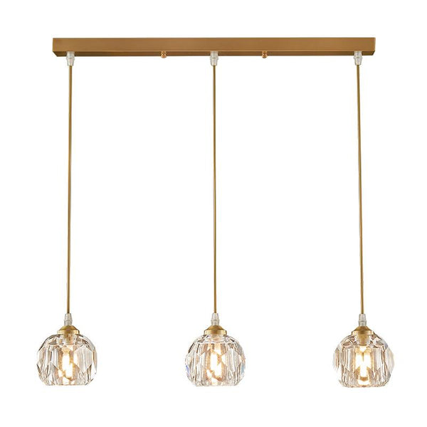 Thehouselights-3-Light Clear Crystal Shade Pendant Light-Pendant--
