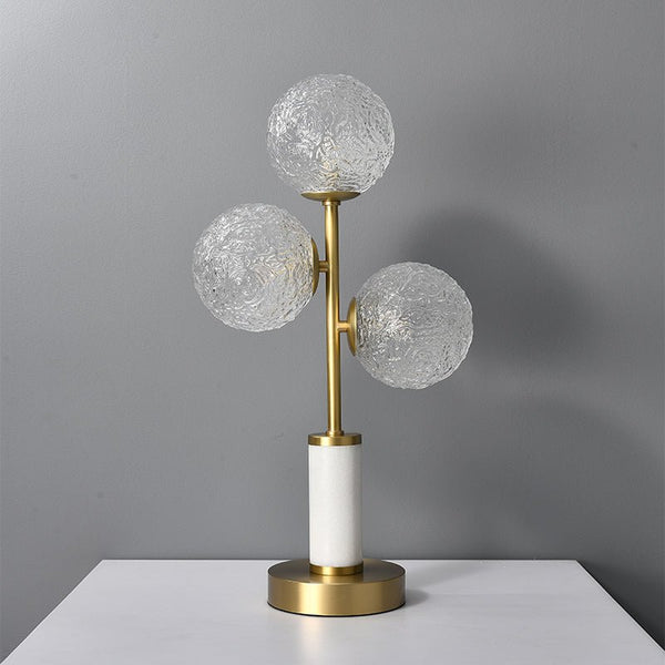 Thehouselights-3 Light Glass Globe Table Lamp Marble Base-Table Lamp--